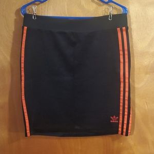 Adidas Medium Black Suede and Red Stripe Skirt